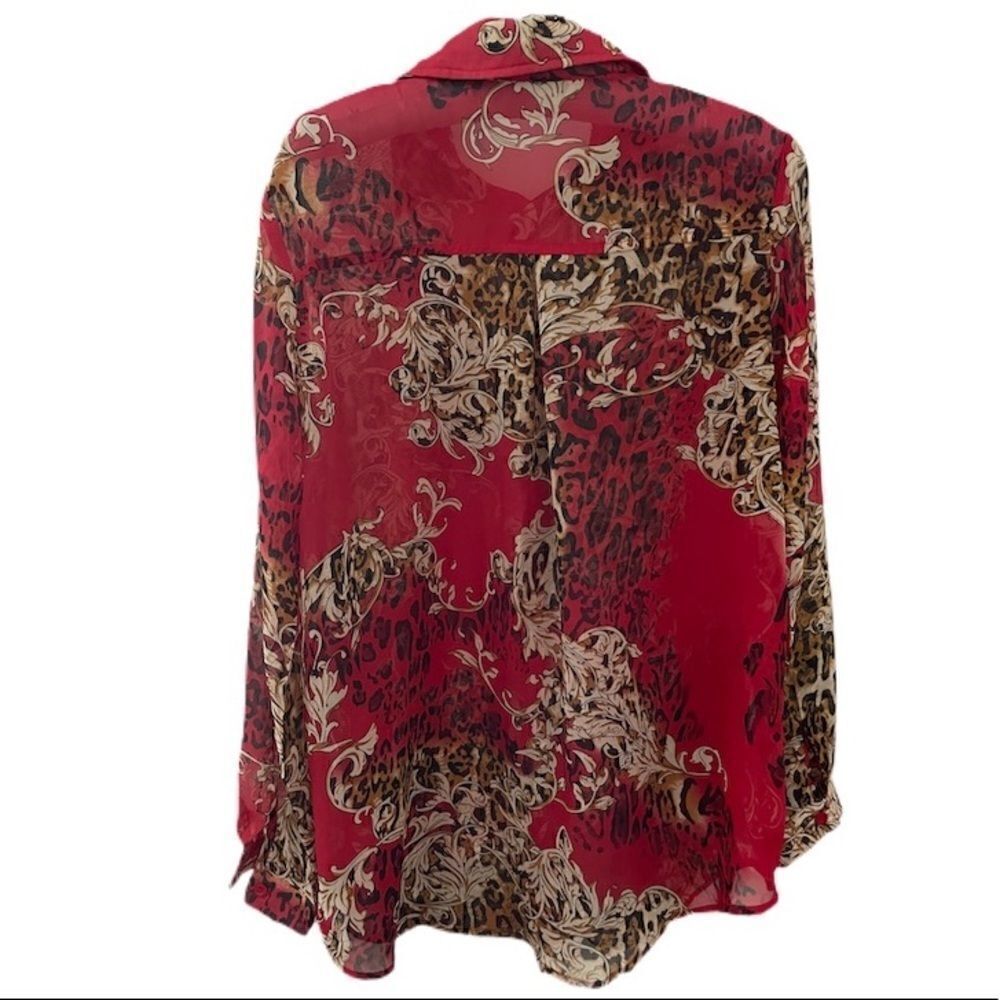 Pretty Little Things Patterned Button Down Blouse - Picture 2 of 6